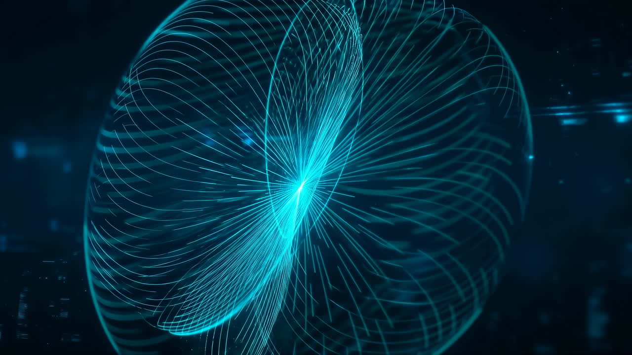Futuristic Abstract Sphere with Swirling Blue Lines