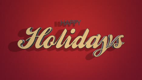 vintage-style happy holidays text on red background