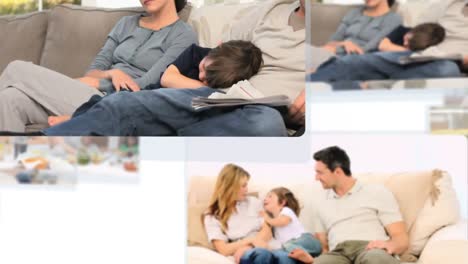 montaje de familias que pasan tiempo juntas