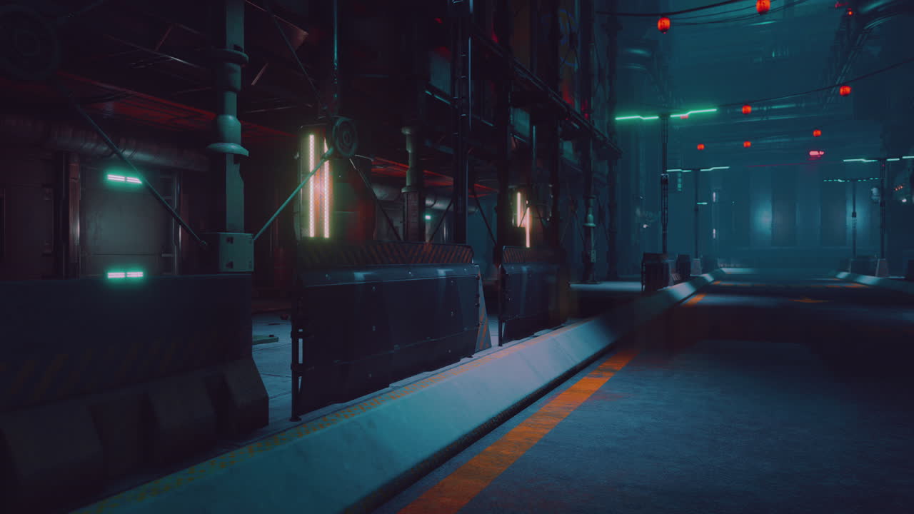 어두운 곳에서 네온 빛을 비추고