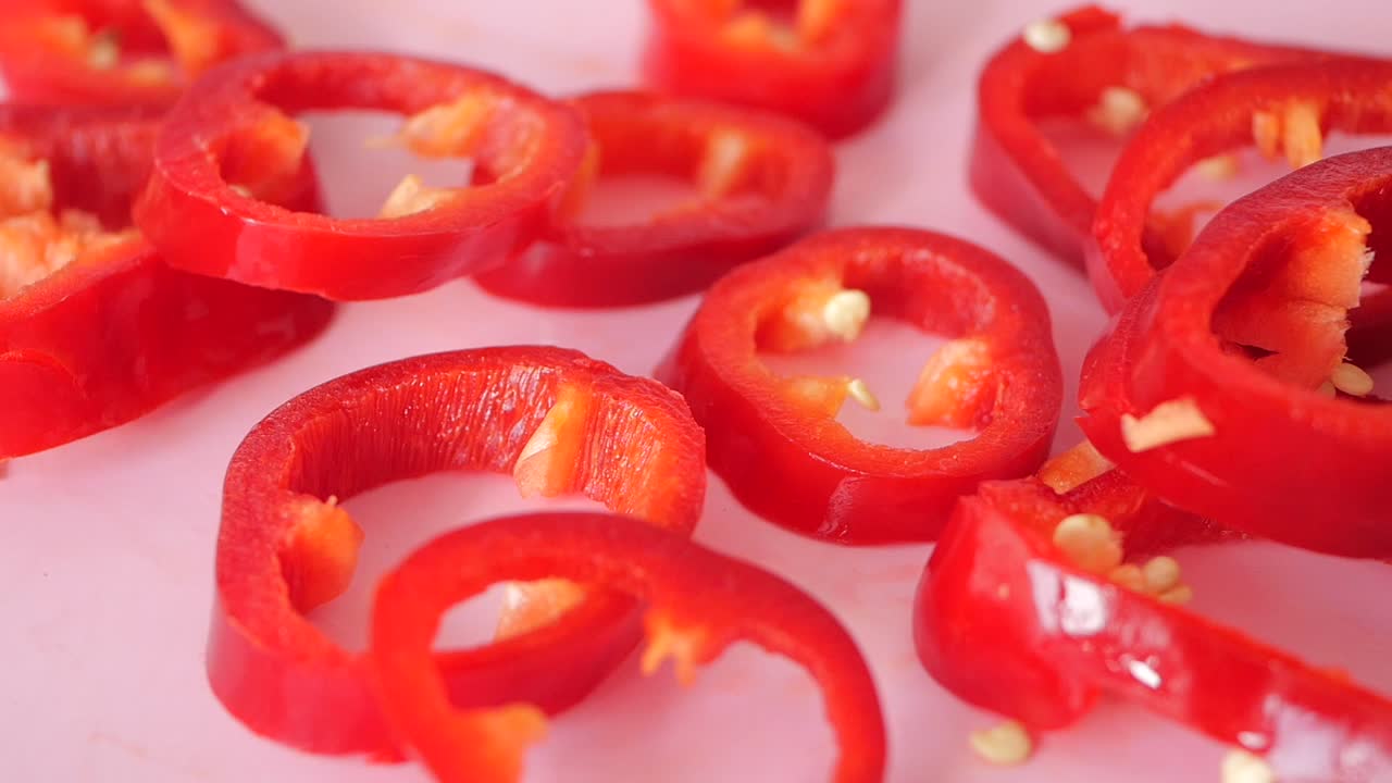 Sliced red peppers