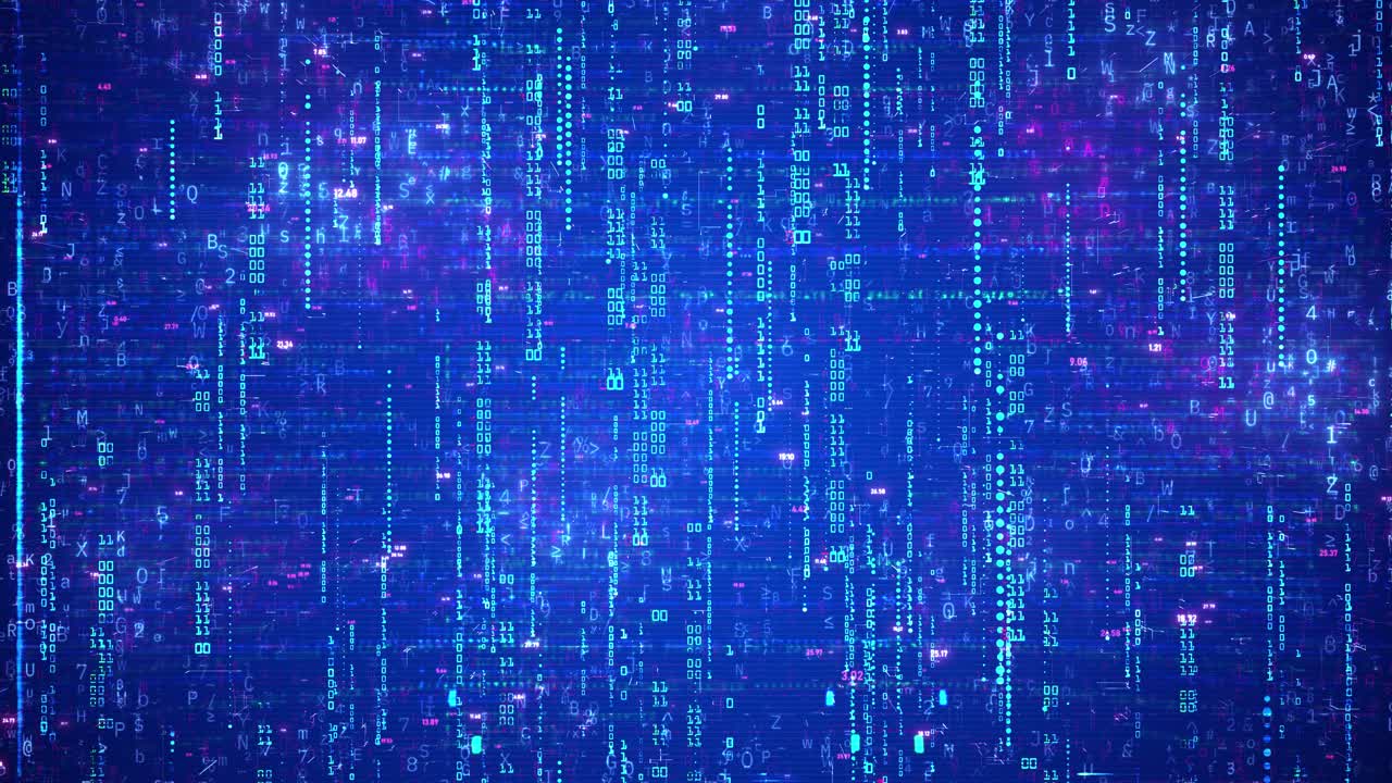 Blue Computer Hacking Technology Background with Hacker Program and Binay Code