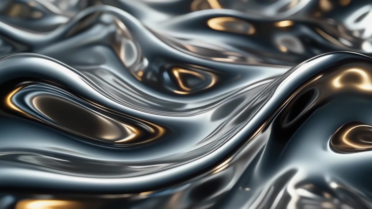 Abstract Liquid Metal Surface with Smooth Flowing Waves