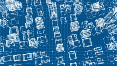 Top view of a digital 3D model of a city