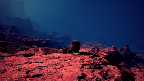 twilight over red rocky landscape