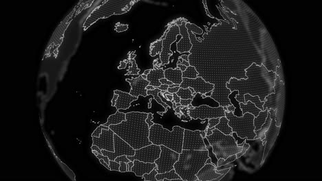 croatia country alpha for editing data analysis technology globe rotating, cinematic video showcases a digital globe rotating, zooming in on croatia country alpha for editing template