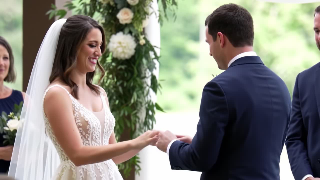 A Joyous Exchange of Vows: Capturing the Emotional Moments Between Two Lovers During Their Wedding Ceremony with Rings and Smiles