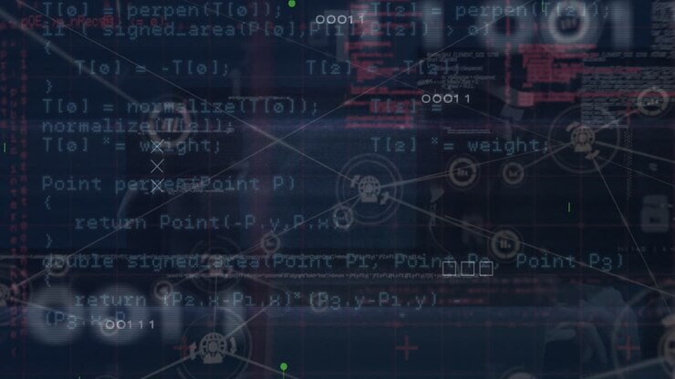 Animation of data processing over glowing light trails on motherboard