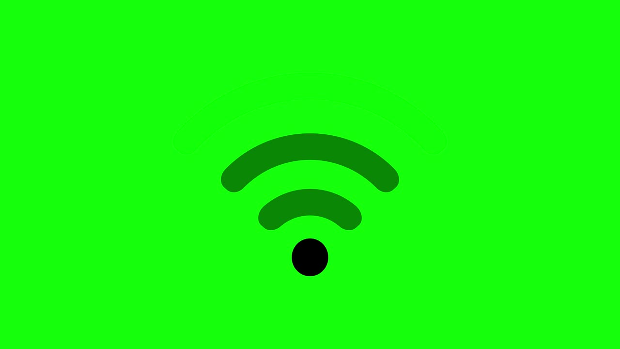 icono de señal wifi en fondo blanco y verde. símbolo de nivel de conexión wi-fi animado en 4k