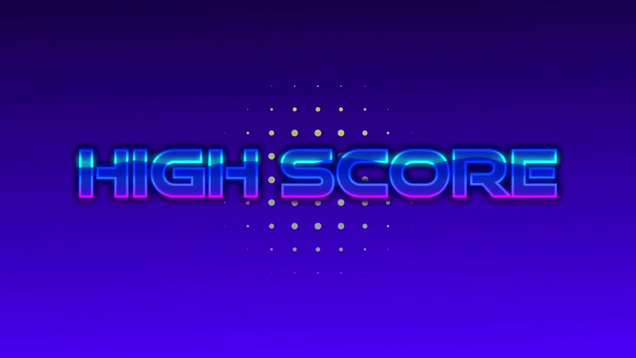 High score text against dots forming circles on blue background