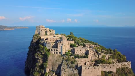 drone footage of castle aragonese in ischia, italy