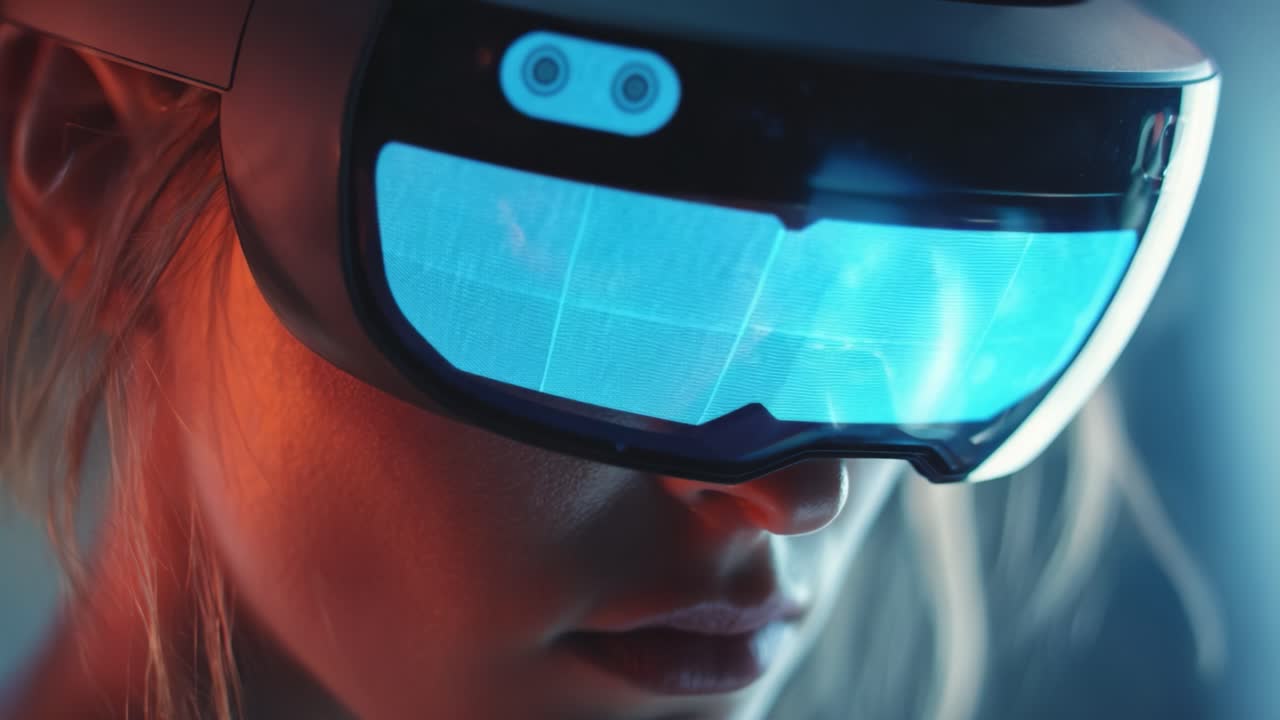 Immerse in the Future: A Close-Up Exploration of a User Engaging with Advanced Virtual Reality Technology Through Cutting-Edge VR Headset that Transports into Different Digital Dimensions