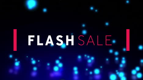 flash sale text pulsing center stage in flat design, glowing red bars flashing, bokeh orbs floating