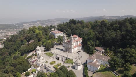 bom jesus do monte, catholic shrine tenões, portugal, aerial poi drone