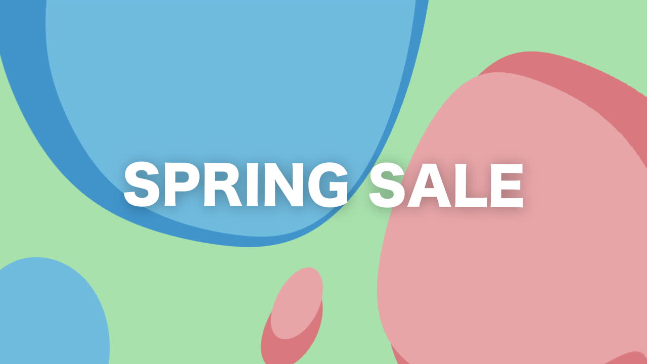 A vibrant spring sale graphic showcases colorful designs enticing viewers with dynamic motion and promotional messaging