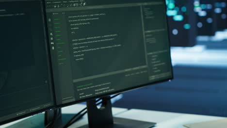 primer plano de los periféricos informáticos utilizados por los ingenieros que codifican en el centro de datos moderno