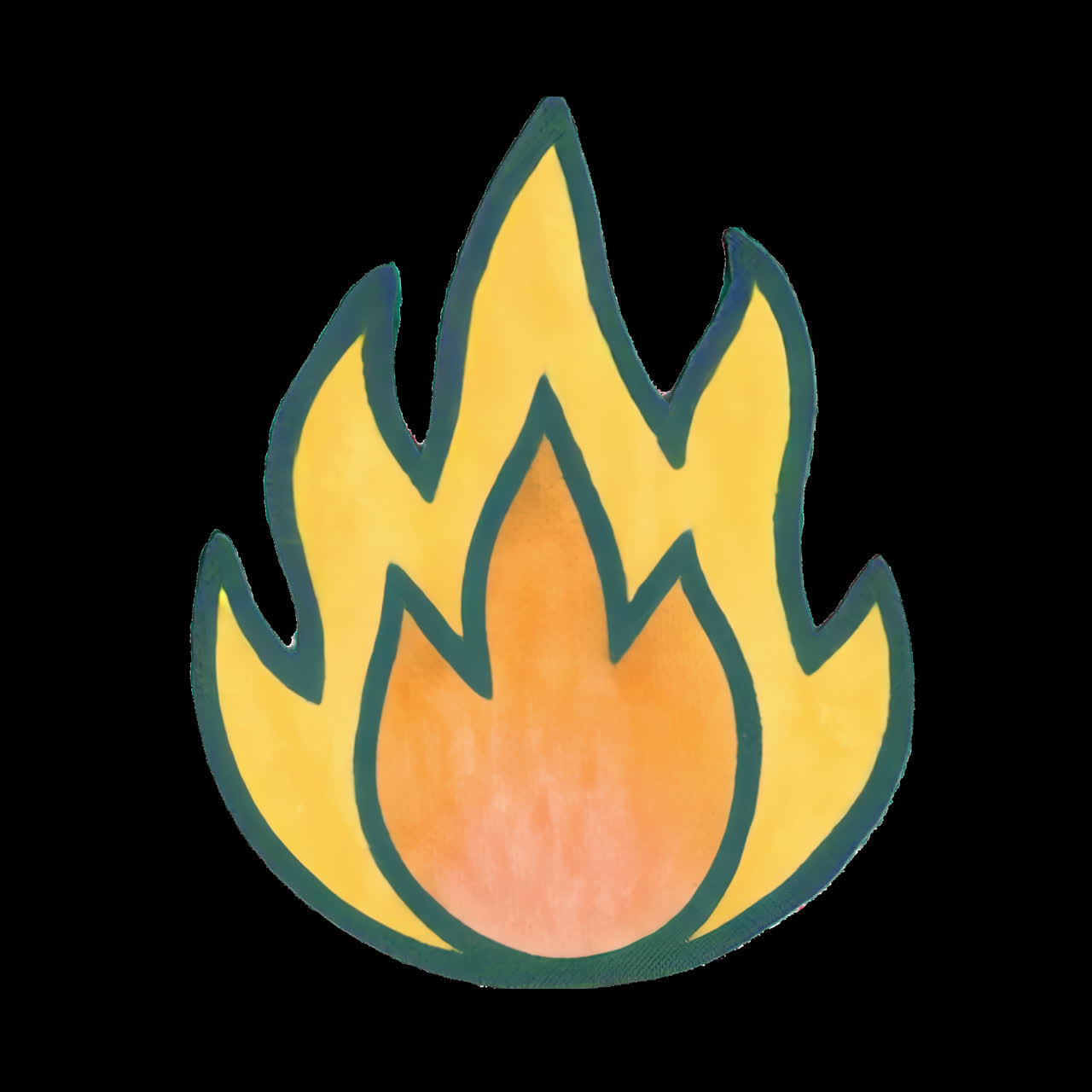 Stiliseret flammeanimation, isoleret element, gennemsigtig 4K video, alfakanal, ProRes 4444