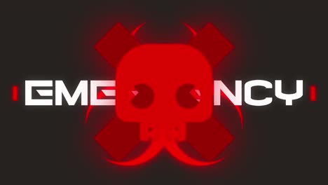 animación de emergencia covid 19 texto sobre señal de advertencia fondo negro