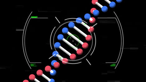 animación de la cadena de adn sobre el alcance del escaneo y el procesamiento de datos