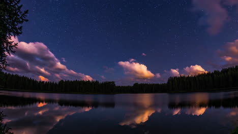starry night over a calm lake