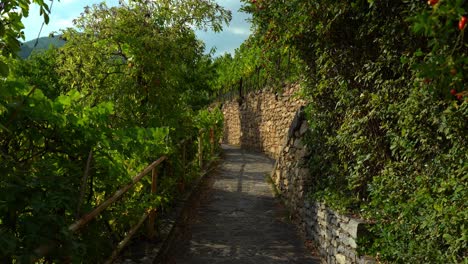 narrow path of old town of weisskirchen, in the wachau region of austria