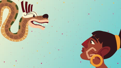 cultura dragón azteca y animación de perfil nativo