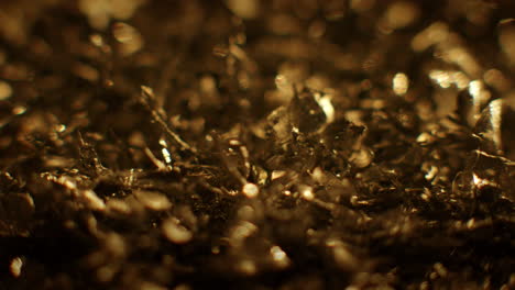golden color metal fillings close-up shot