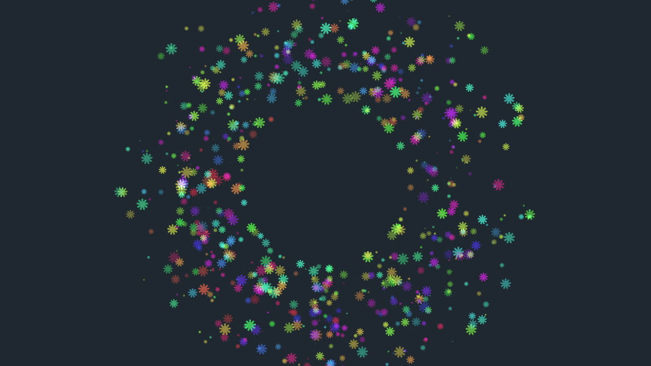 어두운 공간에서 네온 컬러로 화려한 눈송이