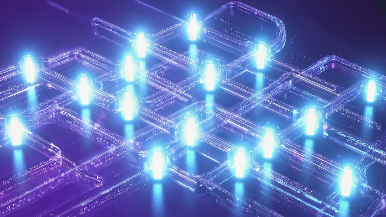Futuristic Digital Network with Glowing Nodes