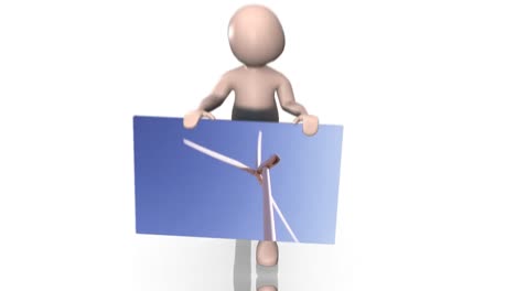 Man-showing-a-wind-Turbine-
