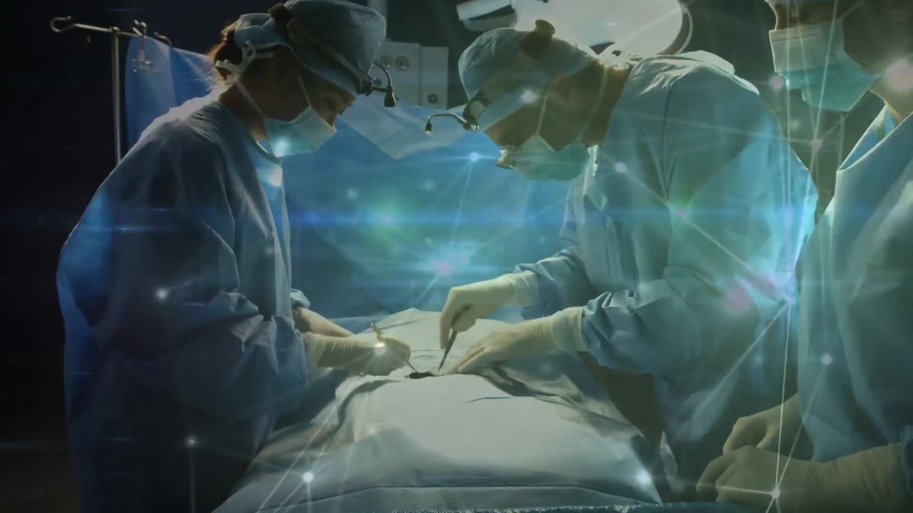 병원에서 수술을 하는 다양한 외과 의사의 그룹에 대한 연결 네트워크