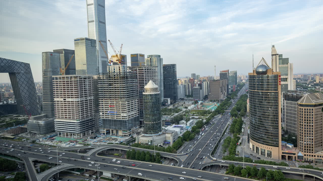 Timelapse of the Beijing city skyline from a high vantage point