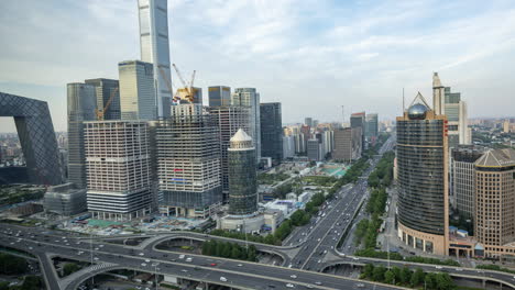 timelapse of the beijing city skyline from a high vantage point