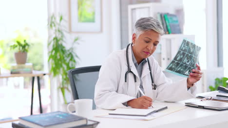 medical, doctor or notebook writing for xray