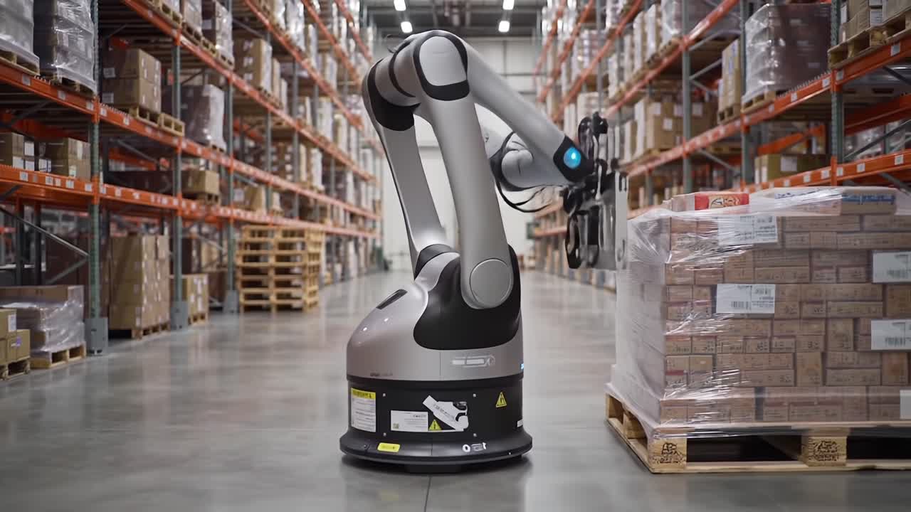 Innovative Robotic Arm in Action: Automated Warehouse Assistant Streamlining Logistics and Inventory Management for Enhanced Efficiency and Productivity