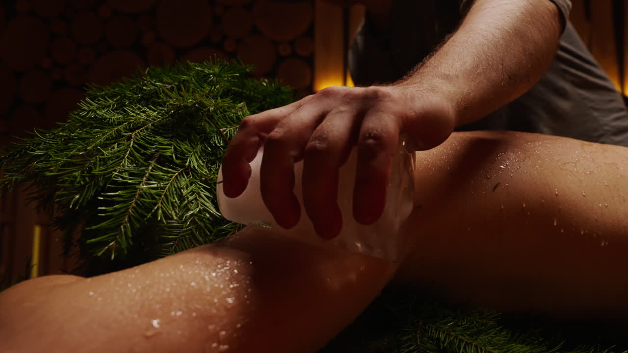 Ice Massage in a Sauna