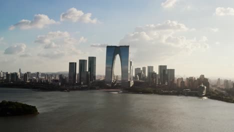 cbd buildings by jinji lake in suzhou, china.