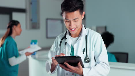Tablet,-healthcare-doctor-and-happy-man-typing