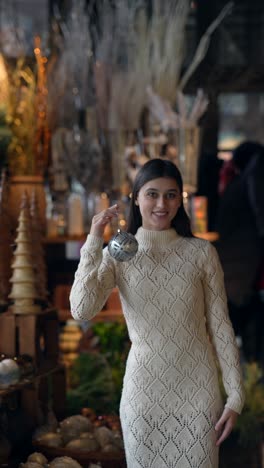 woman shopping for christmas ornaments