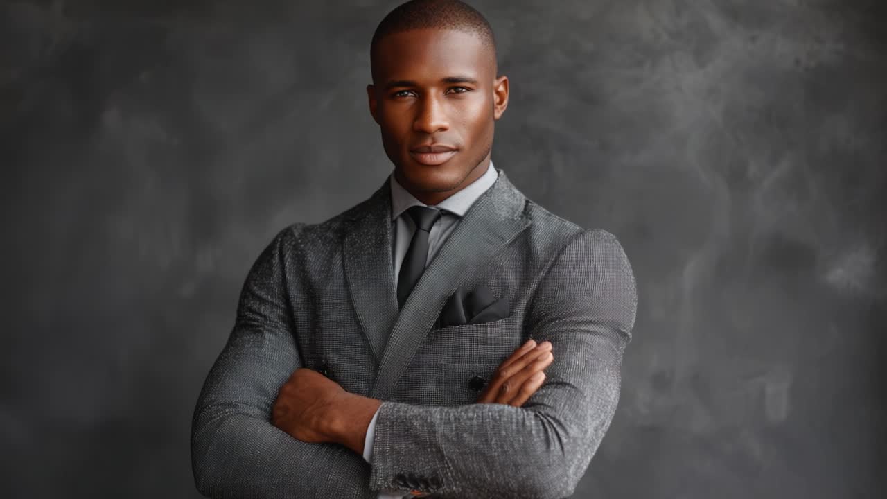 Confident Male Portrait: A Striking Close-Up Showcasing Poise and Style in Sophisticated Attire Against a Subtle Background