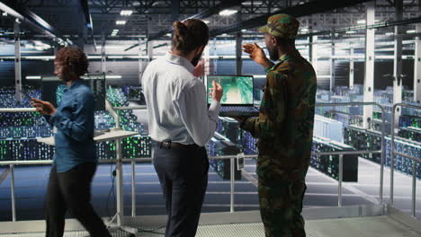 military it specialists in server hub using scanner tools to oversee battlefield