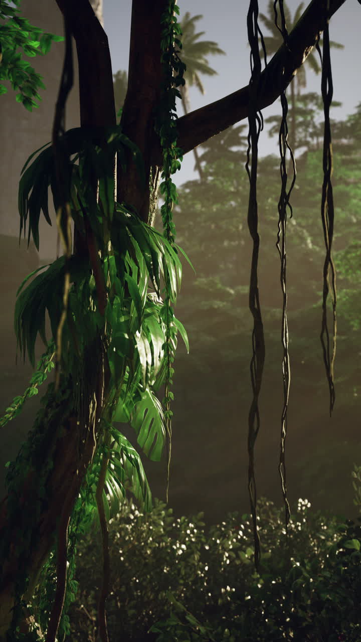 selva con follaje verde y vides