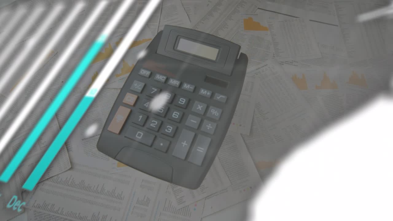 Animazione di elaborazione dati sovrapposta a un carrello in un negozio