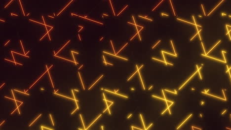 an abstract design of orange zigzag lines forming a pattern of intersecting and parallel arrangements, composed of varying shades of orange squares