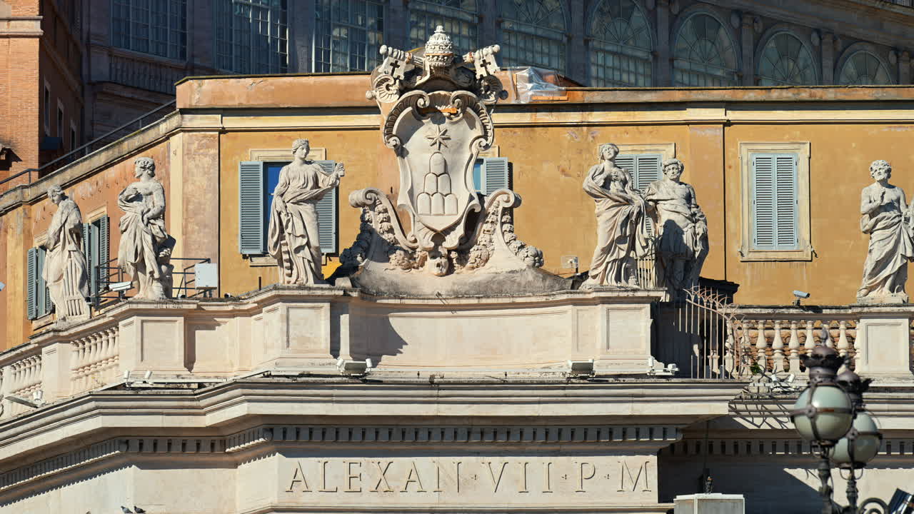 Statues on the Facade of St. Peter's Basilica in St. Peter's Square, Vatican City, Rome, Italy