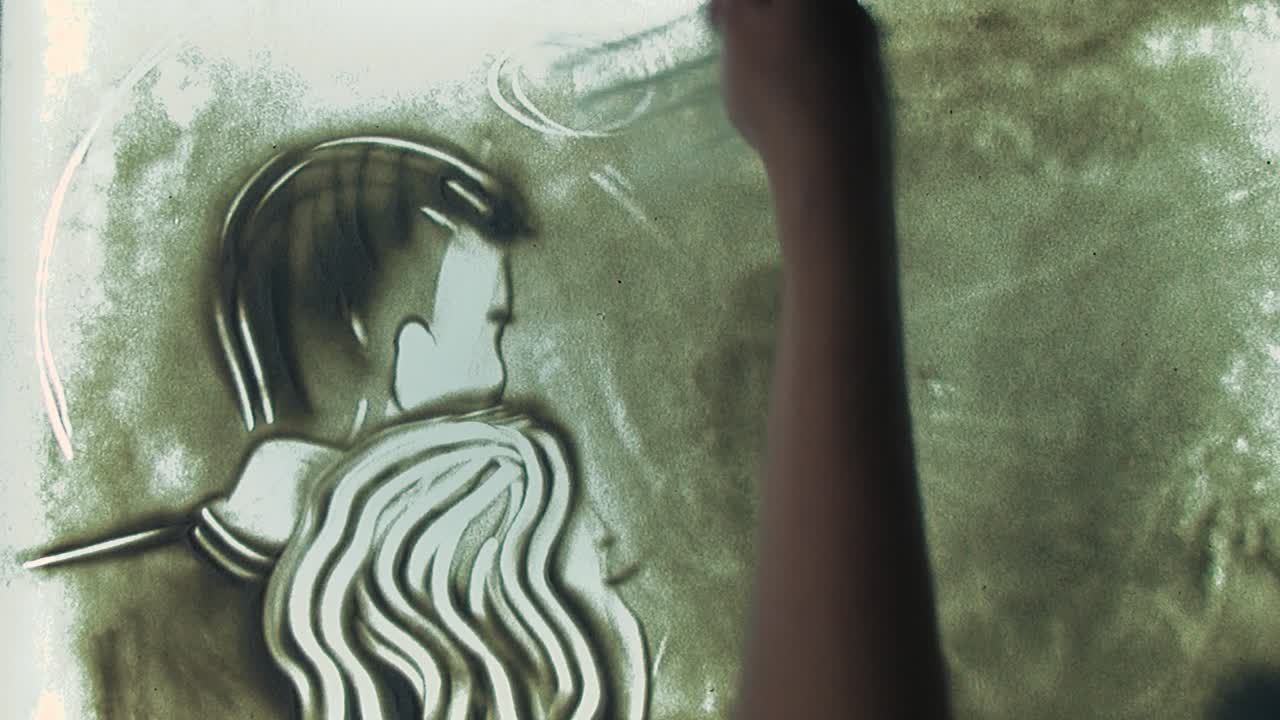 tecnología de dibujar arena en el vidrio