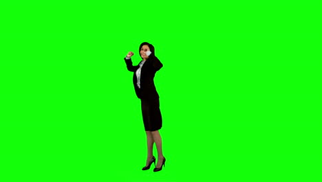 businesswoman jumping on green screen