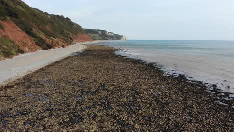 luchtfoto van de kliffen en het strand van branscombe, engeland.