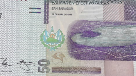 el salvador 50 colones banknote with green screen background and detailed view