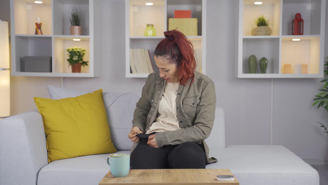 Hungry and penniless woman.